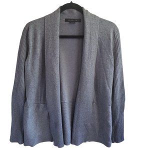 89th & Madison Gray Open Cardigan Sweater‎ L Ribbed Minimal Cozy Layer Lagenlook